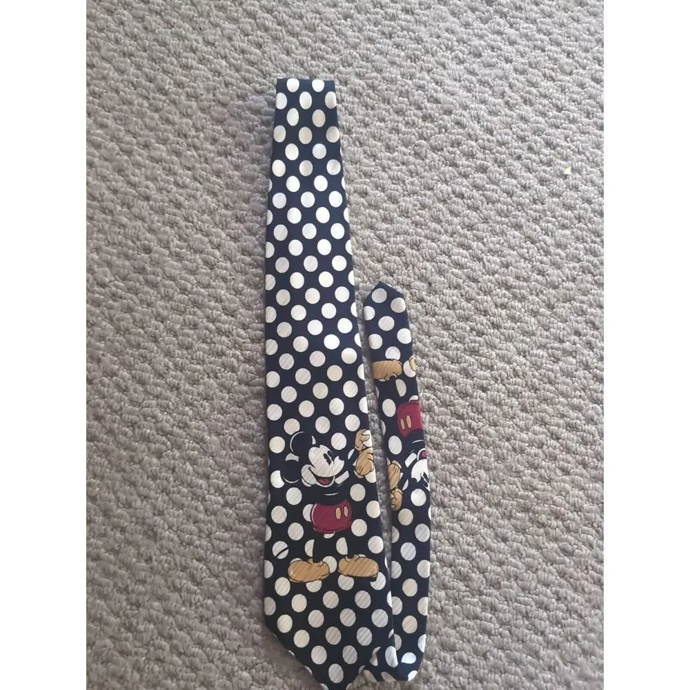 Disney Mickey & Co Atlas Design Polka Dot‎ Mickey Mouse Silk Mens Neck Tie Italy
